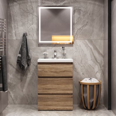 Комплект для ванной комнаты Am.Pm Gem S BK91GC + зеркало, аксессуары, смеситель