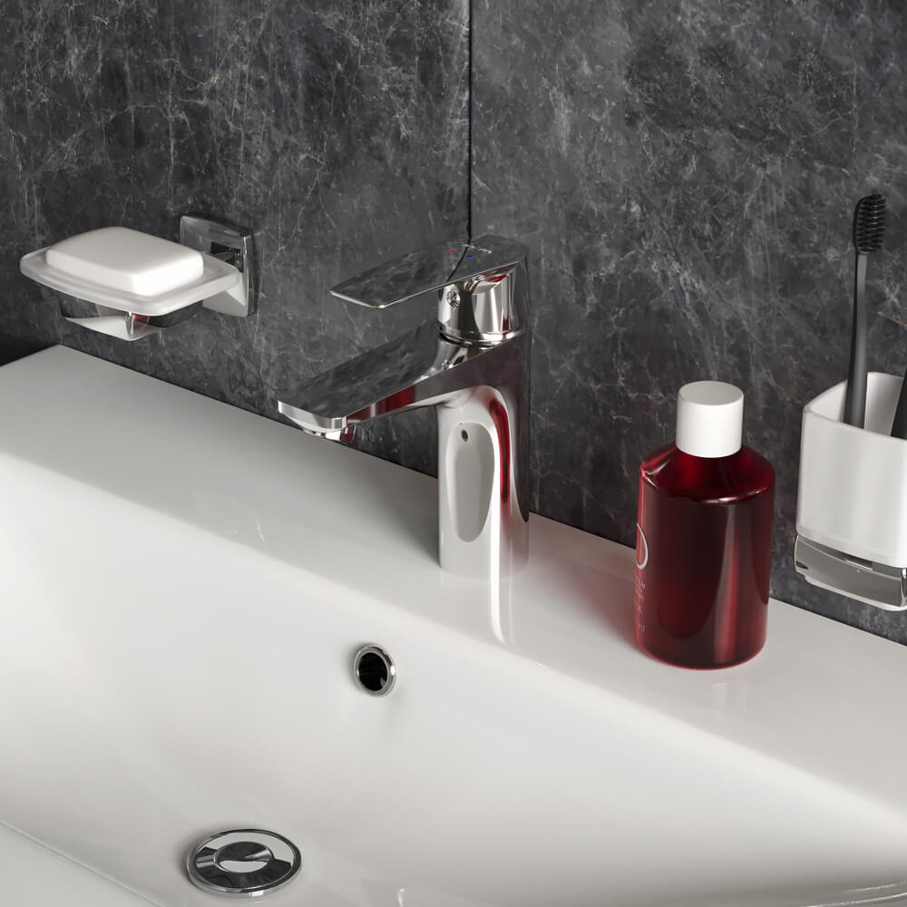 Комплект для ванной комнаты Am.Pm Gem S BK91GF + зеркало, аксессуары, смеситель